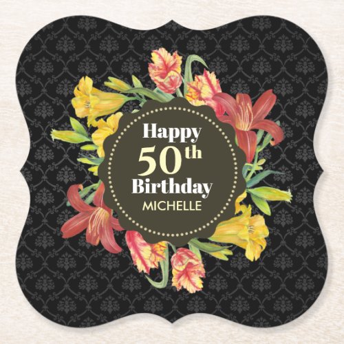 Vibrant Bright Spring Flowers Wreath Birthday Paper Coaster