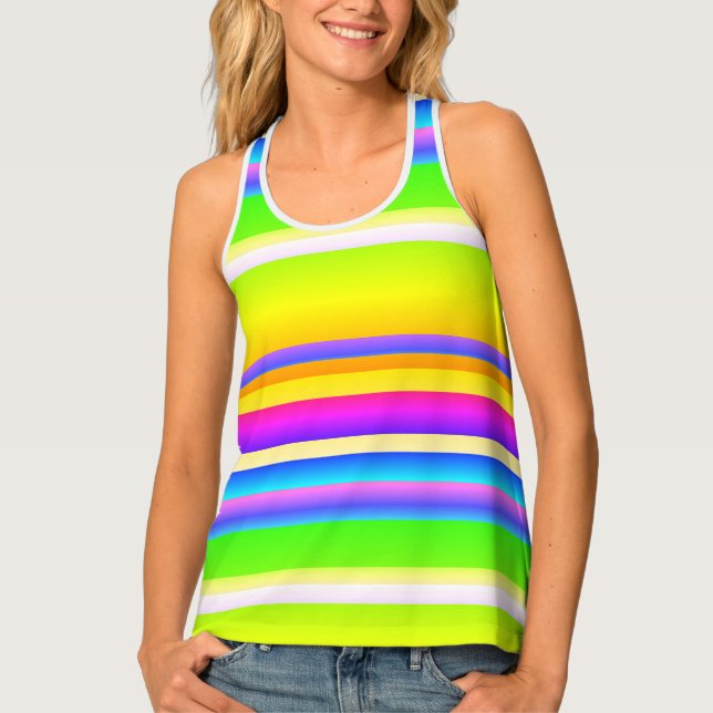 Vibrant brightl striped Women's Tank Top (Front)