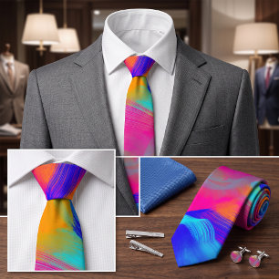 Vibrant Brushstroke Abstract Colorful Painter Neck Tie