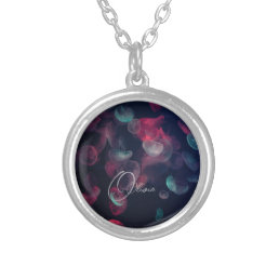 Vibrant Bubble Abstract Monogram  Silver Plated Necklace