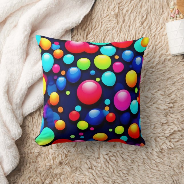 Vibrant Bubble Pop Art Throw Pillow (Blanket)