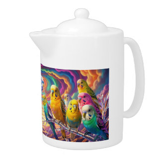 Vibrant Budgies Print, Value (Semi-Gloss) Teapot