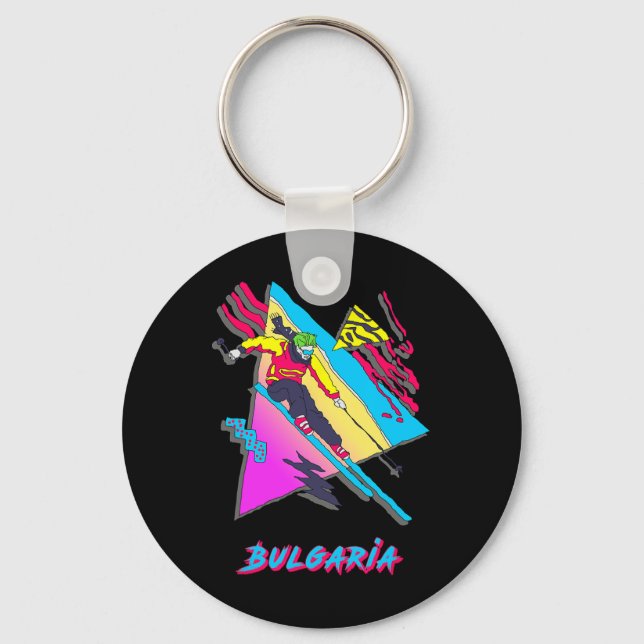 Vibrant Bulgaria Skiing Adventure Graphic  Keychain (Front)
