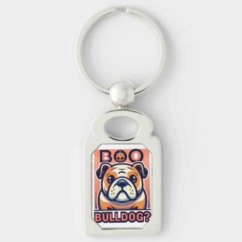 Vibrant Bulldog  Halloween Pop Art Design Keychain