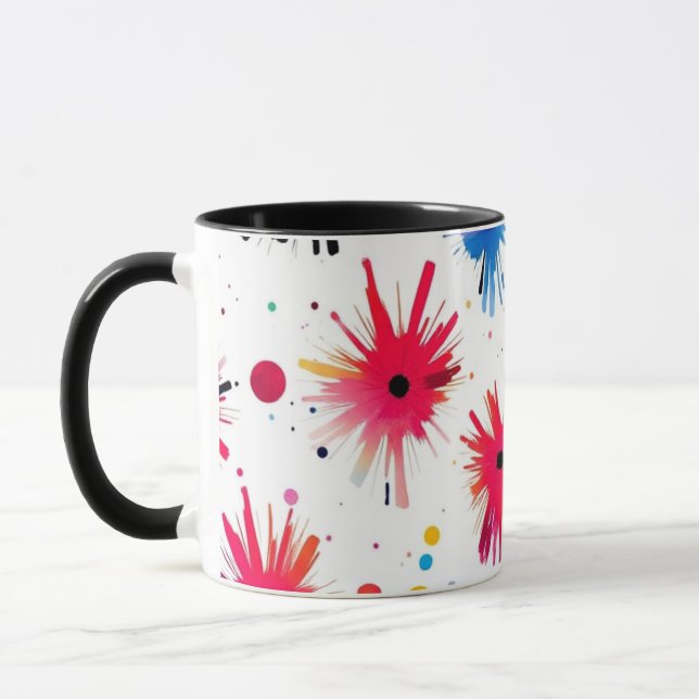 Vibrant Burst Abstract Pattern Mug (Left)