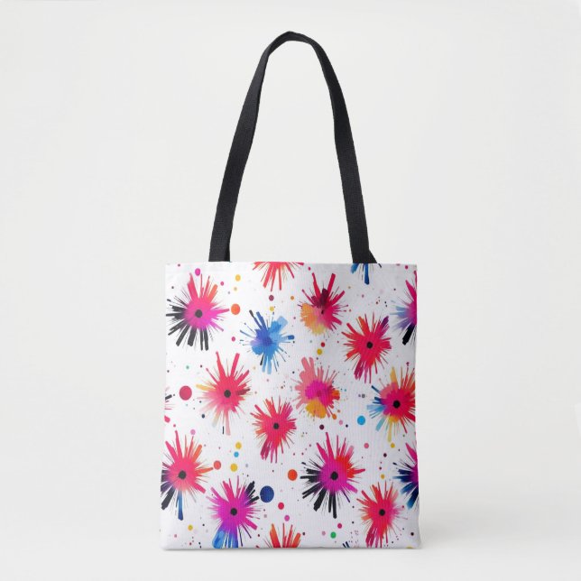 Vibrant Burst Abstract Pattern Tote Bag (Front)