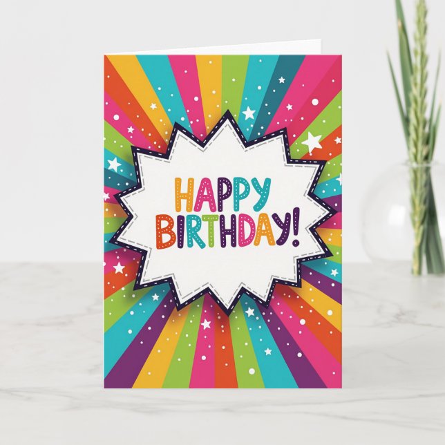 Vibrant Bursting Birthday Card (Front)