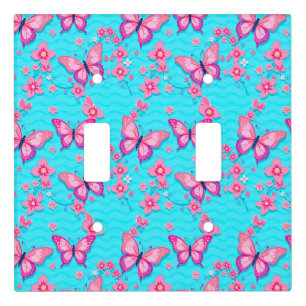 Vibrant Butterflies and Flowers Design Light Switch Cover