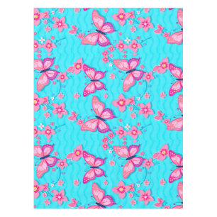 Vibrant Butterflies and Flowers Design Tablecloth