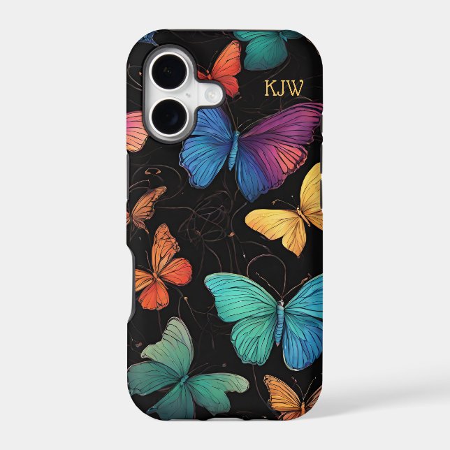 Vibrant Butterflies Monogram  Iphone Case (Back)