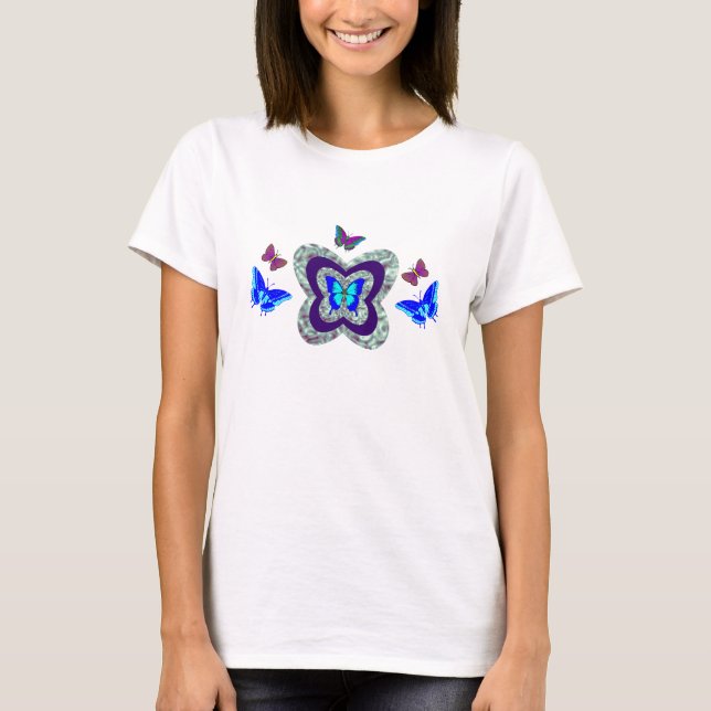 Vibrant Butterflies Tee For Women (Front)