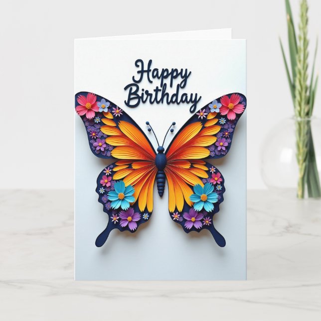 Vibrant Butterfly Birthday Card (Front)