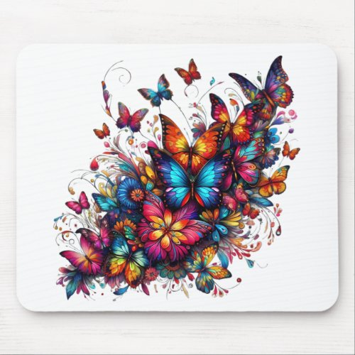 Vibrant Butterfly Bloom Mouse Pad