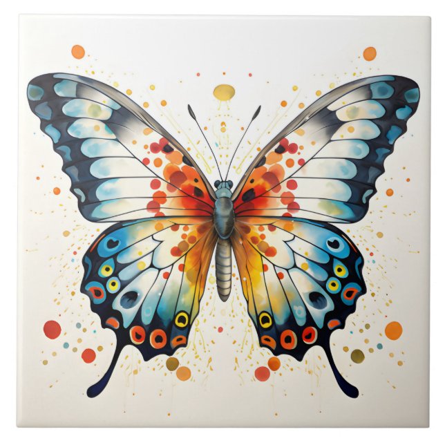 Vibrant butterfly  ceramic tile (Front)