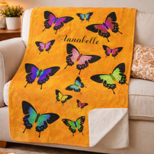 Vibrant Butterfly Colorful Delicate Butterflies Sherpa Blanket