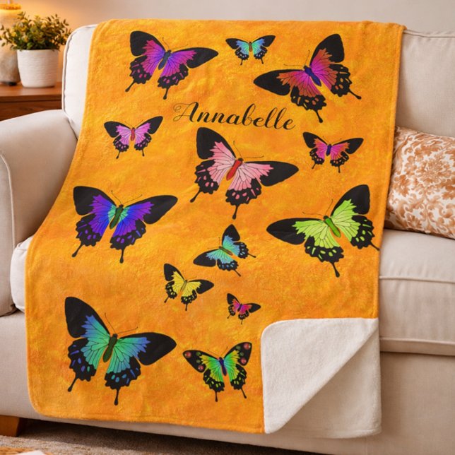 Vibrant Butterfly Colorful Delicate Butterflies Sherpa Blanket (Creator Uploaded)