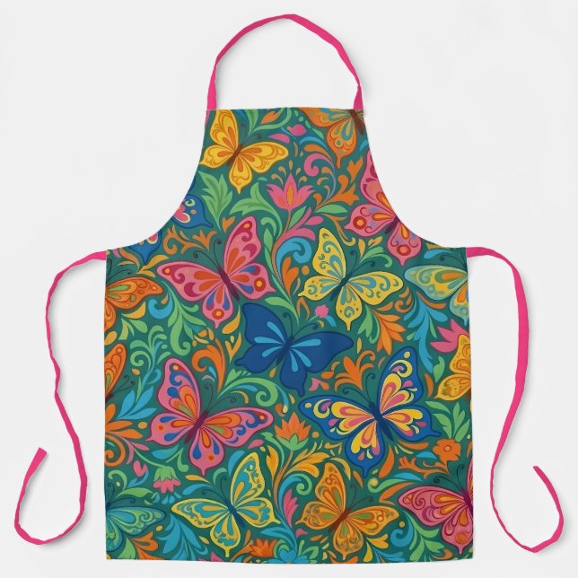 Vibrant Butterfly Culinary Apron (Front)