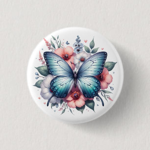 Vibrant Butterfly Floral Bouquet Art-96283 Button