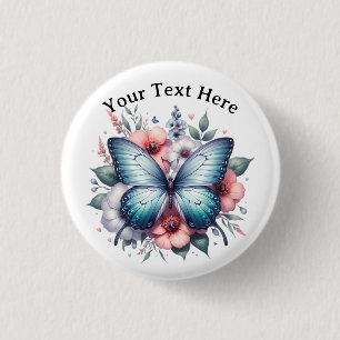 Vibrant Butterfly Floral Bouquet Art-96283 Button