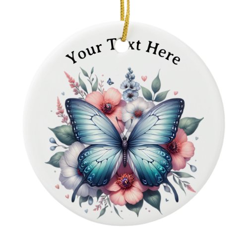 Vibrant Butterfly Floral Bouquet Art-96283 Ceramic Ornament