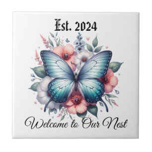 Vibrant Butterfly Floral Bouquet Art-96283 Ceramic Tile