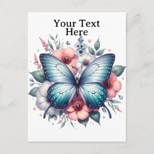 Vibrant Butterfly Floral Bouquet Art-96283 Holiday Postcard