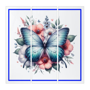 Vibrant Butterfly Floral Bouquet Art-96283 Triptych