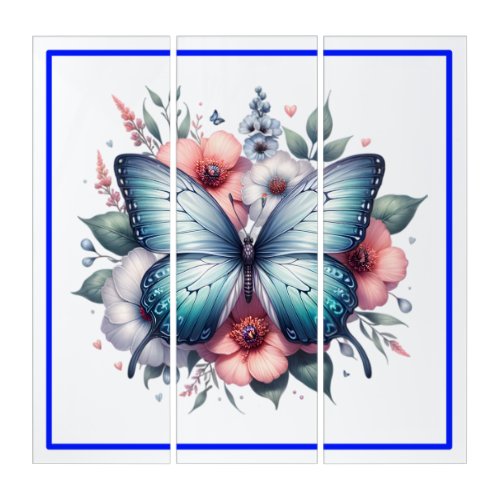 Vibrant Butterfly Floral Bouquet Art-96283 Triptych
