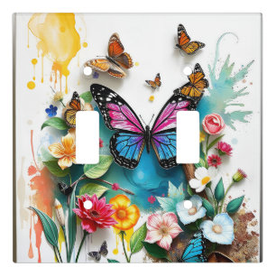 Vibrant Butterfly Garden Inspired Spring Design Light Switch Cover