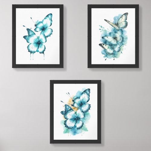 Vibrant Butterfly Painting Trio Wall Art Sets