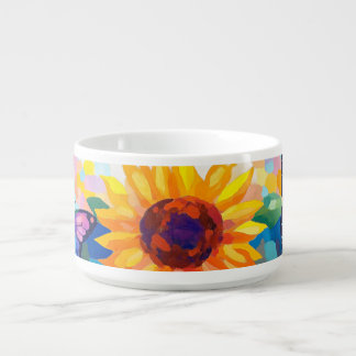 Vibrant Butterfly & Sunflower Chili Bowl