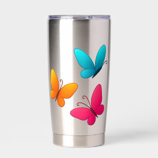 "Vibrant Butterfly Trio - Colorful Nature" Insulated Tumbler