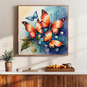 Vibrant Butterfly Watercolor Artistic Poster