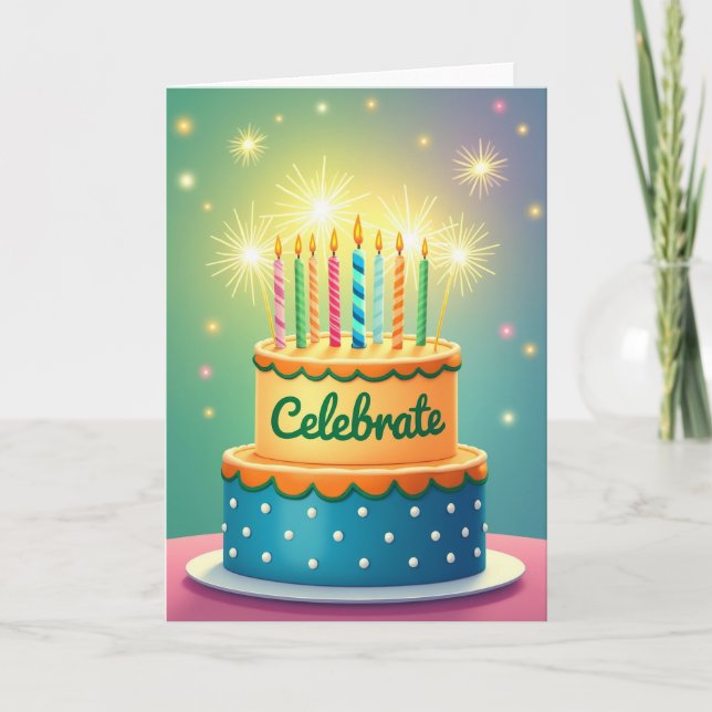 Vibrant Cake Art Birthday Card (Front)