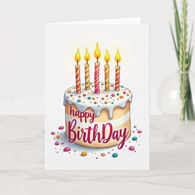 Vibrant Cake Illustration Card (Front)