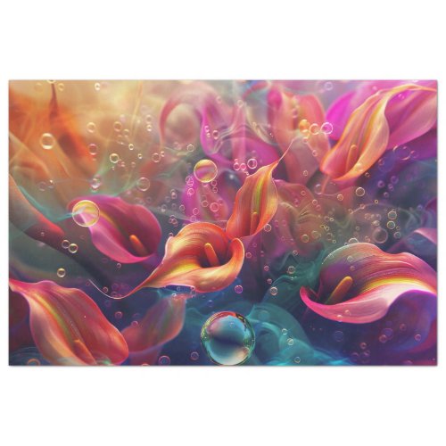 Vibrant Calla Lillie Translucent Bubble Decoupage  Tissue Paper