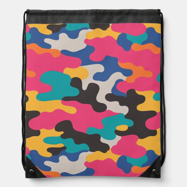 Vibrant camo Drawstring Bag (Front)