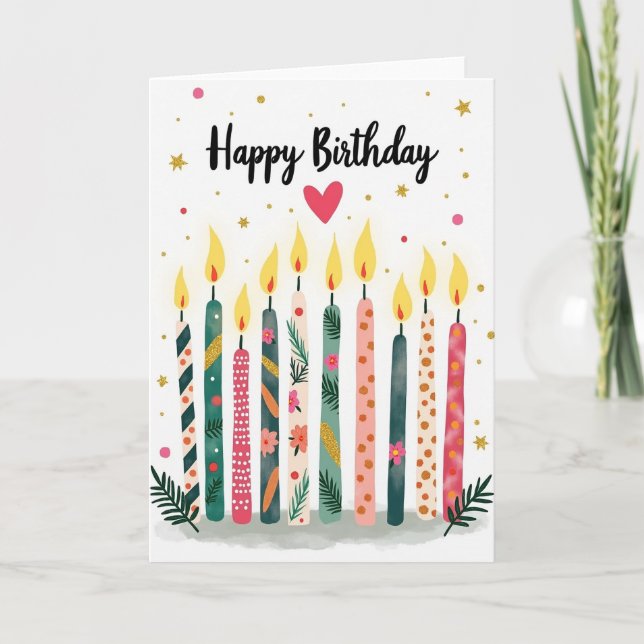 Vibrant Candles Birthday Card (Front)