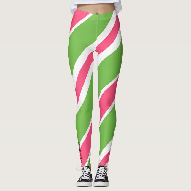 Vibrant Candy Stripe Abstract Leggings (Front)