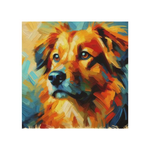 Vibrant Canine Elegance  Wood Wall Art