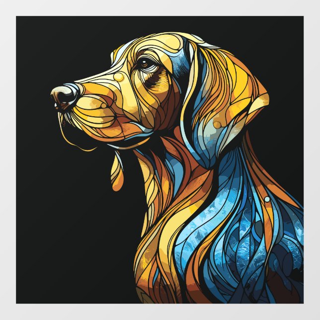 Vibrant Canine Reverie - Stained Glass Artwork Wall Decal (Front)