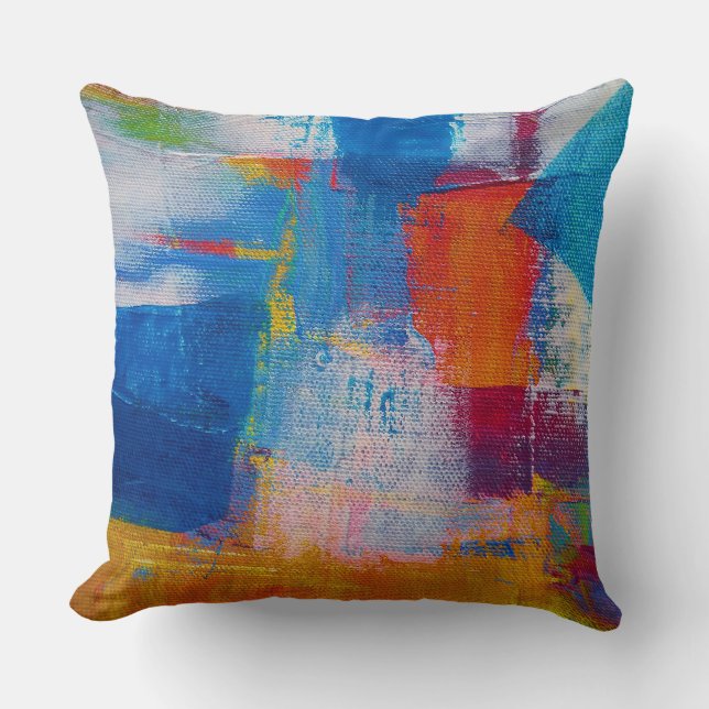 Vibrant Canvas Abstract Art Throw Pillow (Front)