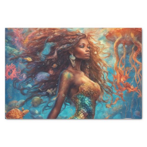 Vibrant Caribbean African American Mermaid Tissue Paper