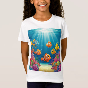 Vibrant Cartoon Fish in a Coral Reef – Fun Underwa T-Shirt