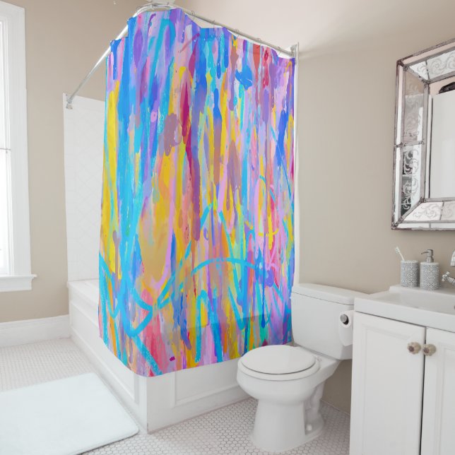 Vibrant Cascade Shower Curtain (In Situ)
