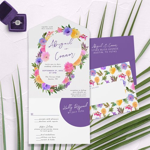 Vibrant Casual Magenta Violet Yellow All In One Invitation