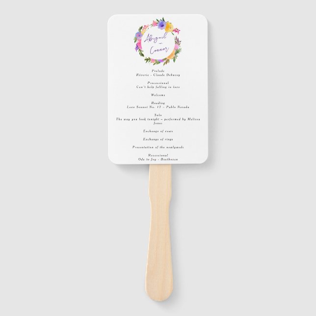 Vibrant Casual Magenta Violet Yellow Program Hand Fan (Front)