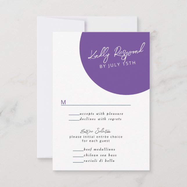 Vibrant Casual Magenta Violet Yellow RSVP Card (Front)
