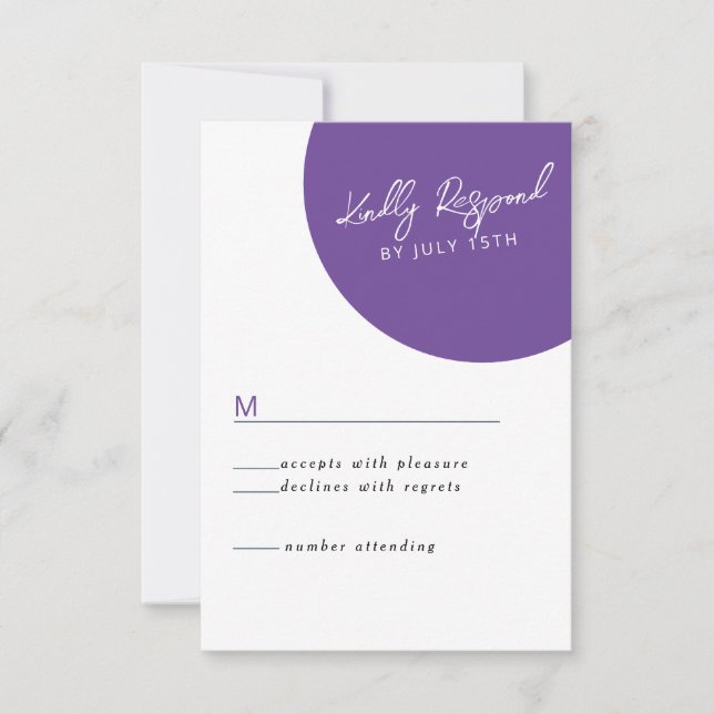 Vibrant Casual Magenta Violet Yellow RSVP Card (Front)