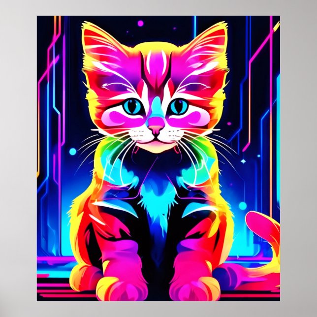 Vibrant Cat Artwork Poster (Front)